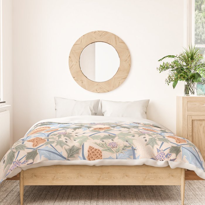 Beach thistle and shells soft peach Duvet Cover Gallery Image 3