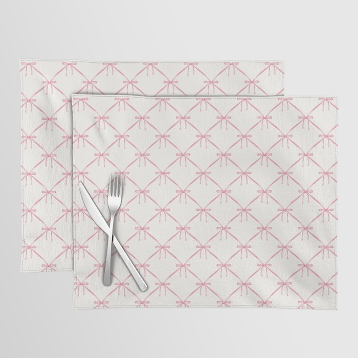 Bows & Ribbons Pattern I Pastel Pink Placemat Gallery Image 1