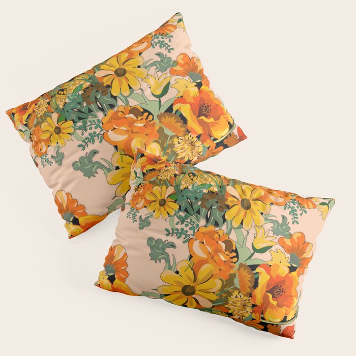 70s Pastel Floral on pink blush Boho Pillow Sham Gallery Image 3