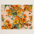 70s Pastel Floral on pink blush Boho Jigsaw Puzzle Gallery Image 1