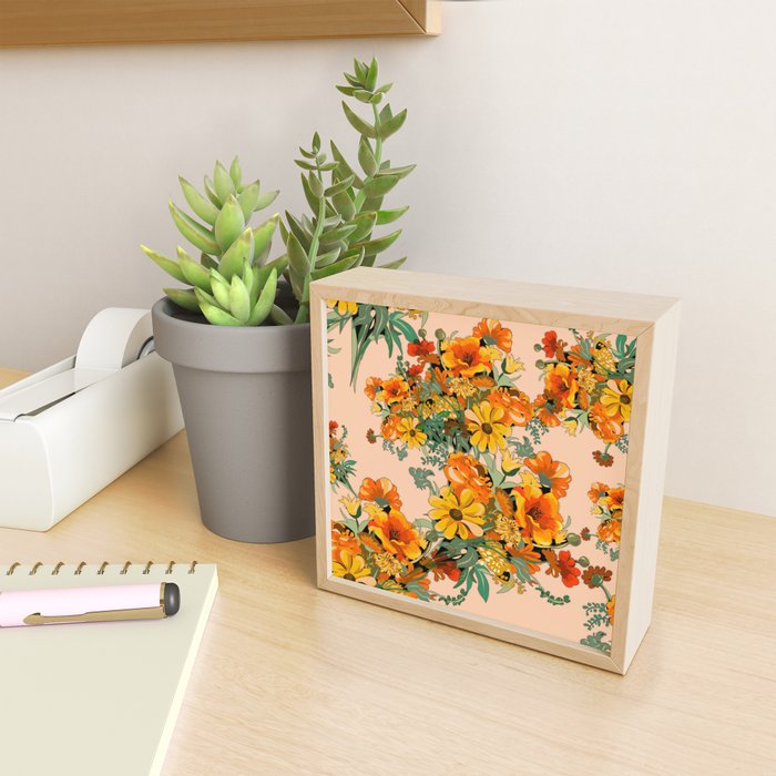 70s Pastel Floral on pink blush Boho Mini Art Print Gallery Image 2