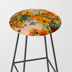 70s Pastel Floral on pink blush Boho Stool Gallery Image 2