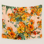 70s Pastel Floral on pink blush Boho Wall Tapestry Gallery Image 4