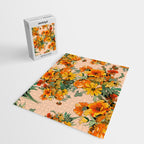 70s Pastel Floral on pink blush Boho Jigsaw Puzzle Gallery Image 2