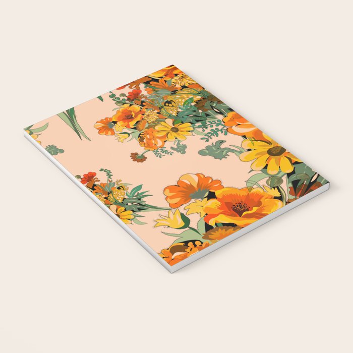 70s Pastel Floral on pink blush Boho Notebook Gallery Image 3