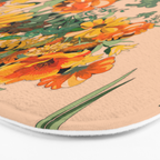 70s Pastel Floral on pink blush Boho Bath Mat Gallery Image 3
