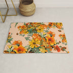 70s Pastel Floral on pink blush Boho Rug Gallery Image 1