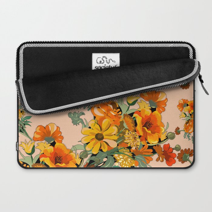 70s Pastel Floral on pink blush Boho Laptop Sleeve Gallery Image 2