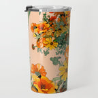 70s Pastel Floral on pink blush Boho Travel Mug Gallery Image 3