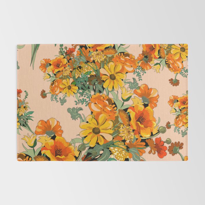 70s Pastel Floral on pink blush Boho Rug Gallery Image 2