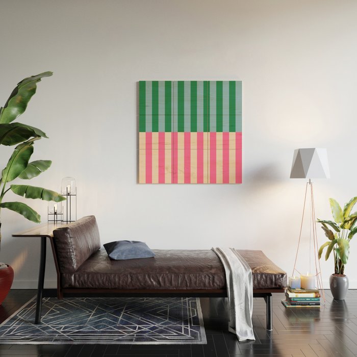 Modern Minimalist Abstract Stripes Wood Wall Art Gallery Image 2