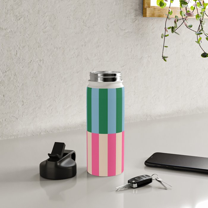 Modern Minimalist Abstract Stripes Water Bottle Gallery Image 4