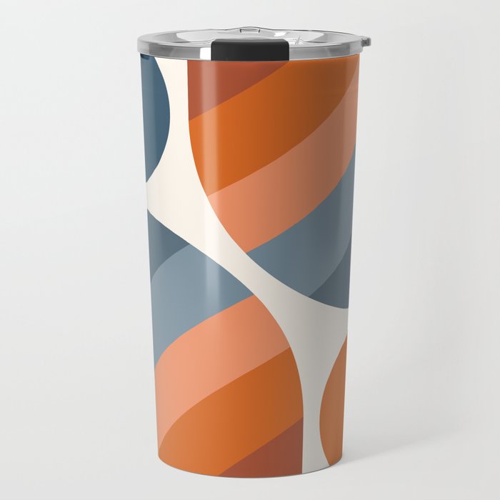 Mid Century Modern Geometric Arch a15 in Navy Blue and Orange Travel Mug Gallery Image 1