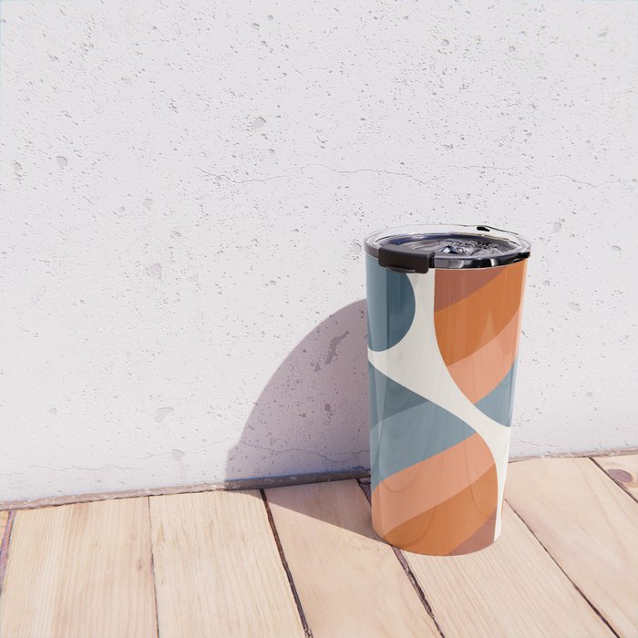 Mid Century Modern Geometric Arch a15 in Navy Blue and Orange Travel Mug Gallery Image 4
