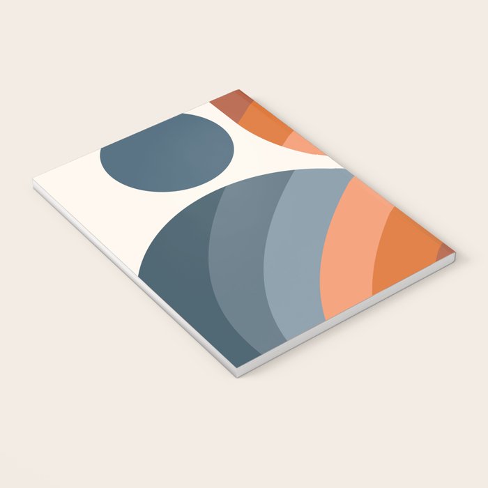 Mid Century Modern Geometric Arch a15 in Navy Blue and Orange Notebook Gallery Image 3