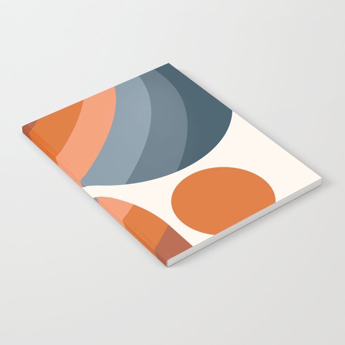 Mid Century Modern Geometric Arch a15 in Navy Blue and Orange Notebook Gallery Image 2