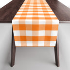 Classic Pumpkin Orange and White Gingham Check Pattern Table Runner Gallery Image 1
