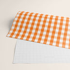 Classic Pumpkin Orange and White Gingham Check Pattern Wrapping Paper Gallery Image 2