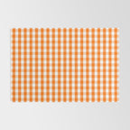 Classic Pumpkin Orange and White Gingham Check Pattern Rug Gallery Image 2