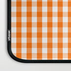 Classic Pumpkin Orange and White Gingham Check Pattern Laptop Sleeve Gallery Image 3