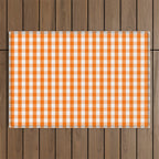 Classic Pumpkin Orange and White Gingham Check Pattern Outdoor Rug Gallery Image 1