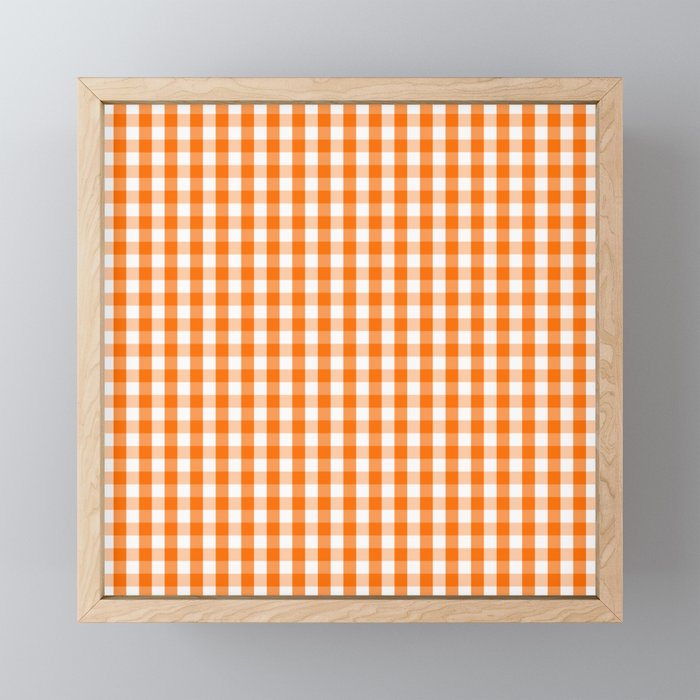 Classic Pumpkin Orange and White Gingham Check Pattern Mini Art Print Gallery Image 1