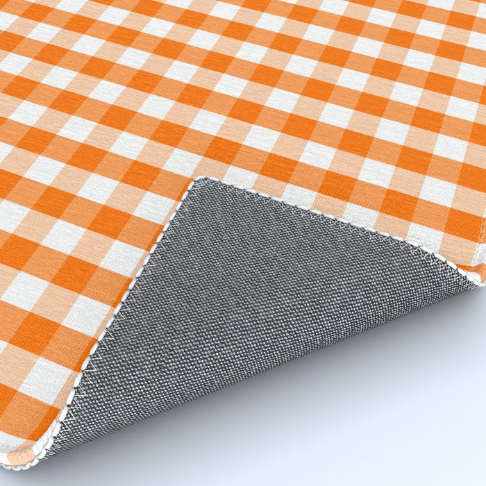 Classic Pumpkin Orange and White Gingham Check Pattern Rug Gallery Image 4
