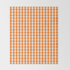 Classic Pumpkin Orange and White Gingham Check Pattern Throw Blanket Gallery Image 2