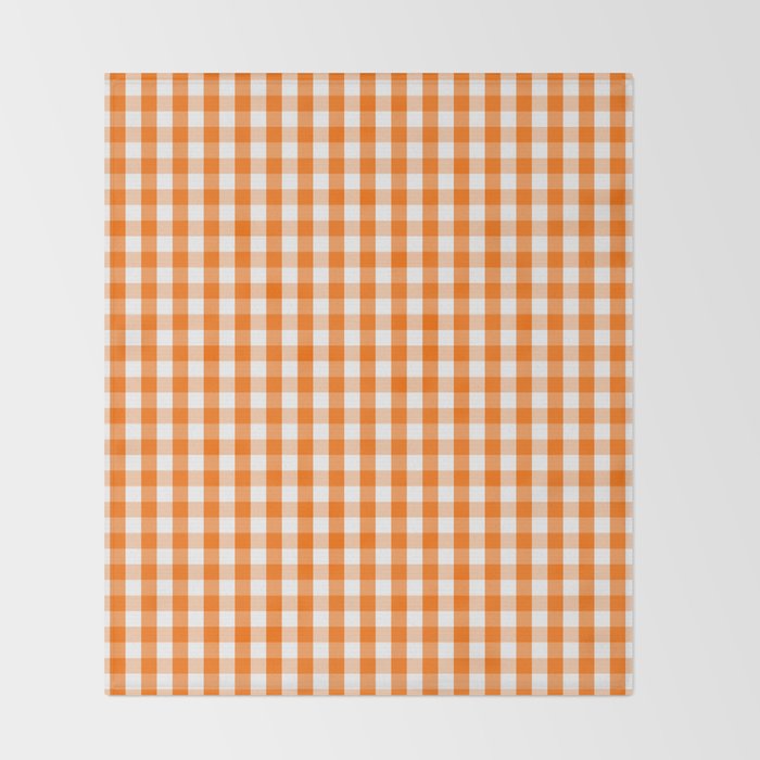 Classic Pumpkin Orange and White Gingham Check Pattern Throw Blanket Gallery Image 2