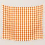 Classic Pumpkin Orange and White Gingham Check Pattern Wall Tapestry Gallery Image 4