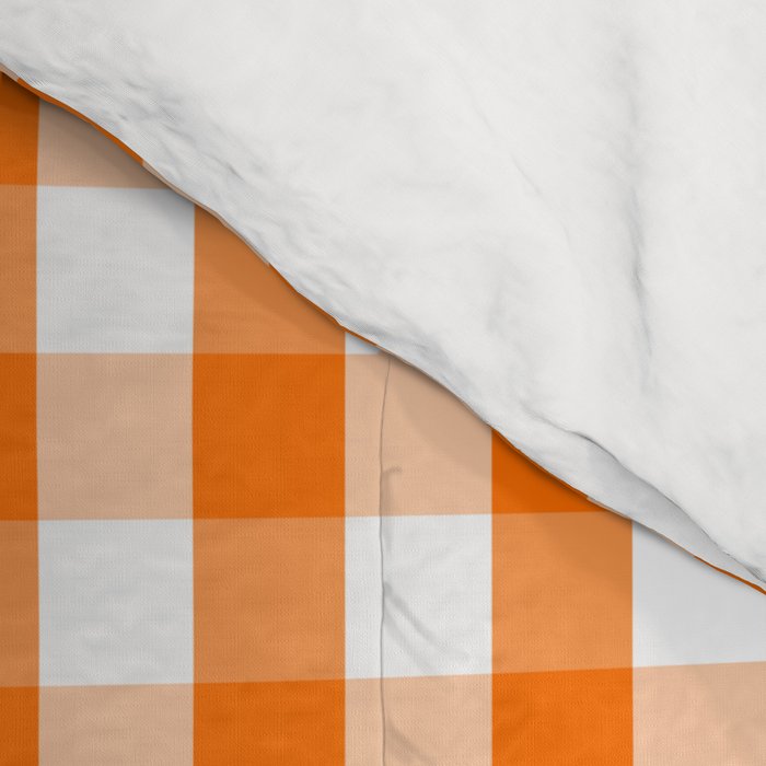 Classic Pumpkin Orange and White Gingham Check Pattern Comforter Gallery Image 4