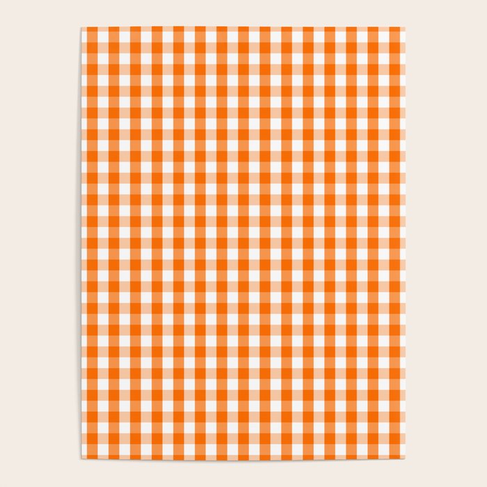 Classic Pumpkin Orange and White Gingham Check Pattern Poster Gallery Image 4