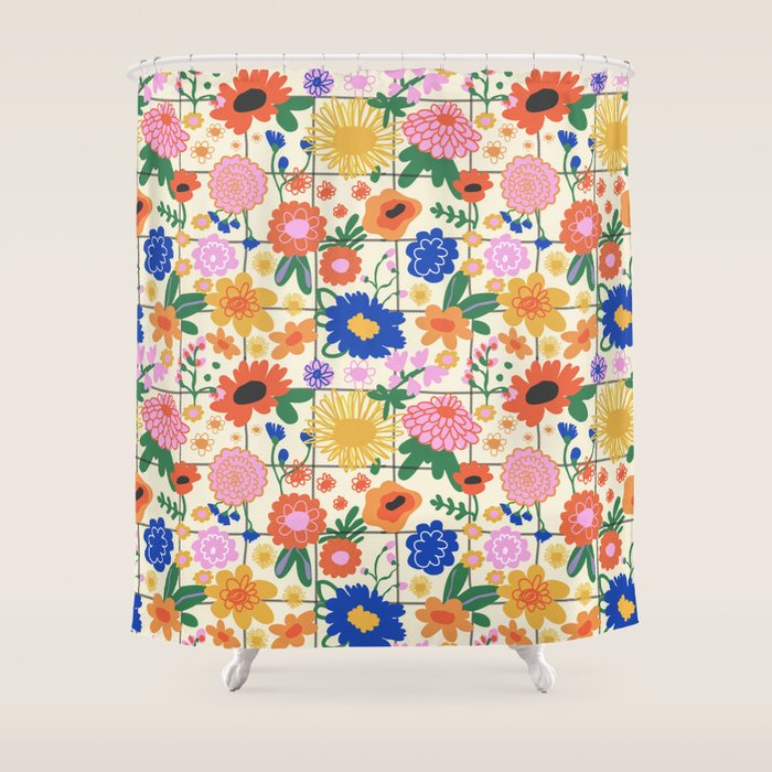 Bright flowers pattern Shower Curtain Gallery Image 1