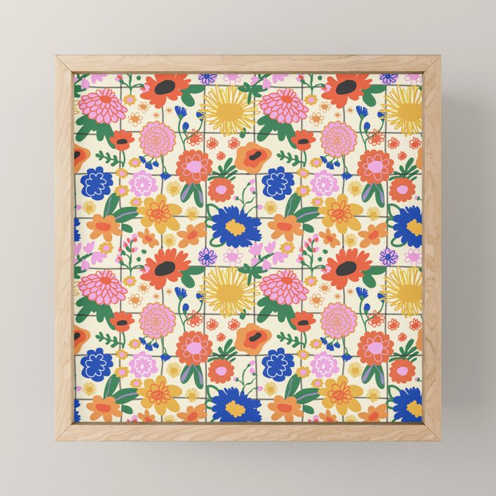 Bright flowers pattern Mini Art Print Gallery Image 1