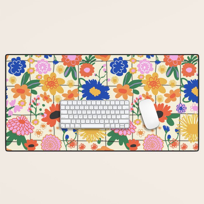 Bright flowers pattern Desk Mat Gallery Image 1