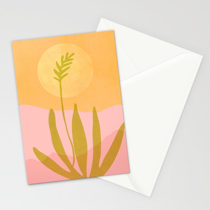 Golden Agave Desert Landscape Stationery Card Gallery Image 2