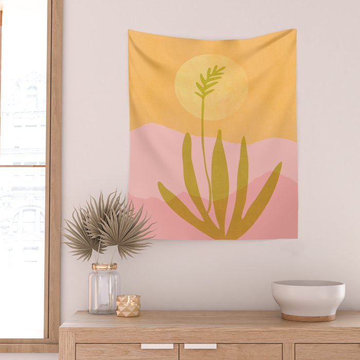 Golden Agave Desert Landscape Wall Tapestry Gallery Image 2