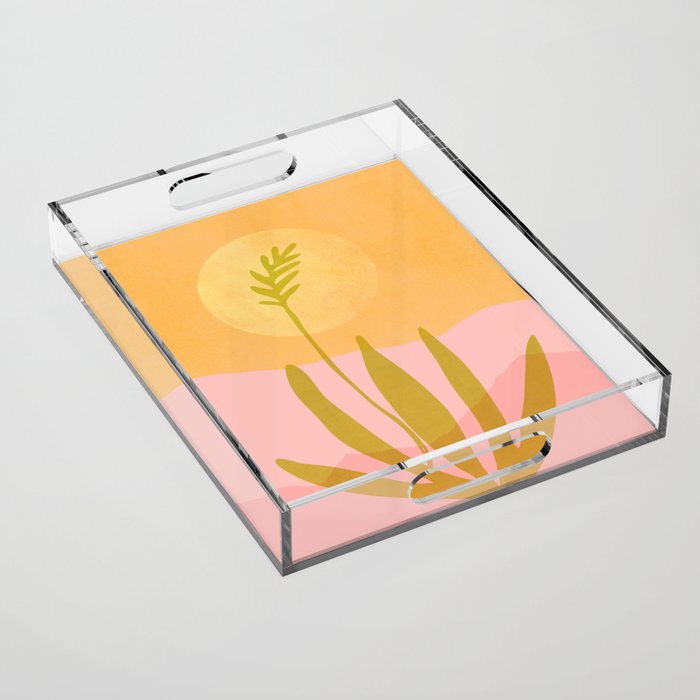Golden Agave Desert Landscape Acrylic Tray Gallery Image 1