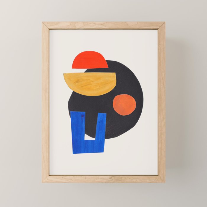 Minimalist Modern Mid Century Funky Colorful Primary Shapes Paper Collage by Ejaaz Haniff Mini Art Print Gallery Image 1
