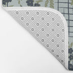 Blue floral with checks Bath Mat Gallery Image 2