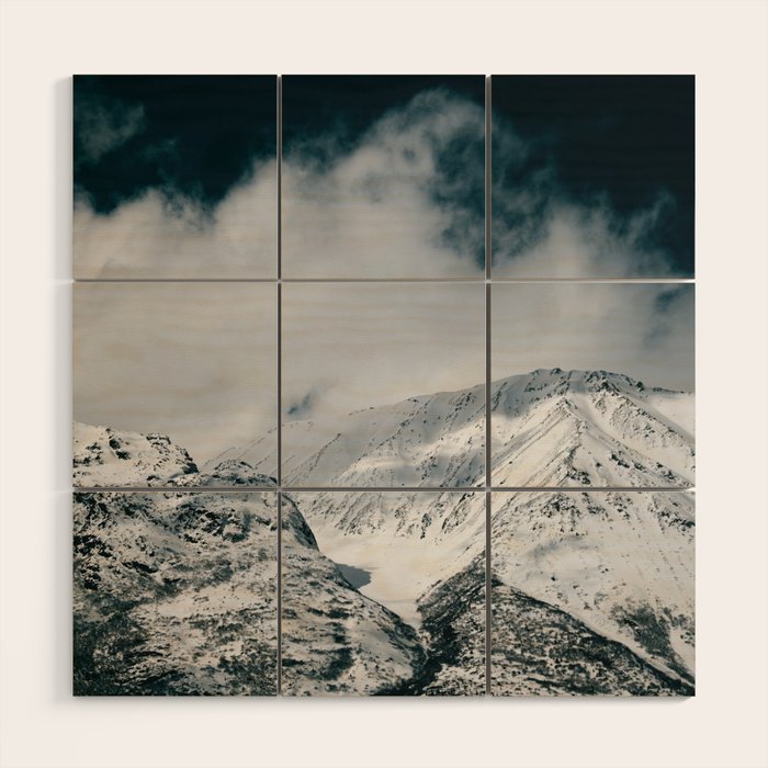 Winter Mountain Landscape Wood Wall Art Gallery Image 1