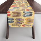 Hard choice // shoes on yellow background Table Runner Gallery Image 1