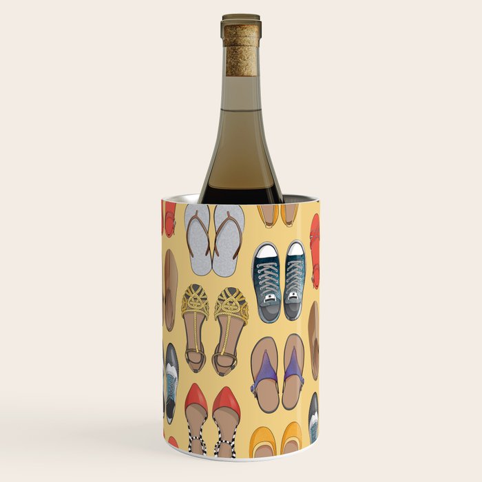 Hard choice // shoes on yellow background Wine Chiller Gallery Image 1