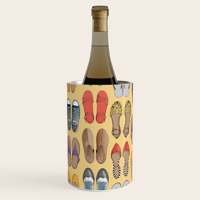 Hard choice // shoes on yellow background Wine Chiller Gallery Image 3
