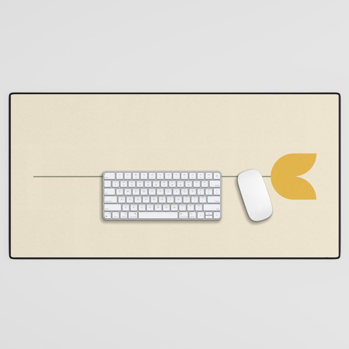 Vintage Tulip Minimalism - Yellow Desk Mat Gallery Image 1