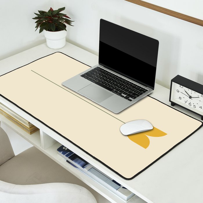 Vintage Tulip Minimalism - Yellow Desk Mat Gallery Image 2