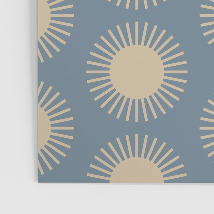 Boho Summer Sun Pattern XVII Blue and Beige Poster Gallery Image 3