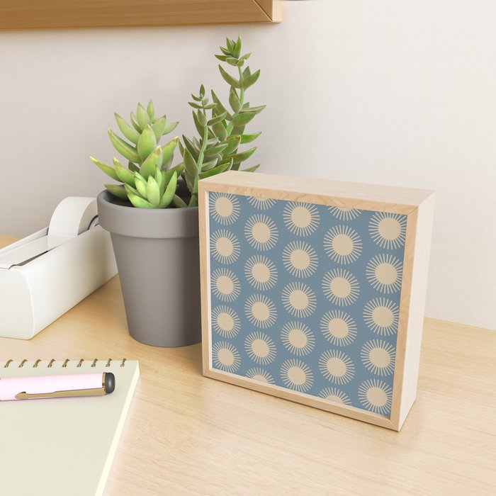 Boho Summer Sun Pattern XVII Blue and Beige Mini Art Print Gallery Image 2