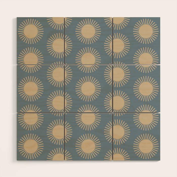 Boho Summer Sun Pattern XVII Blue and Beige Wood Wall Art Gallery Image 1