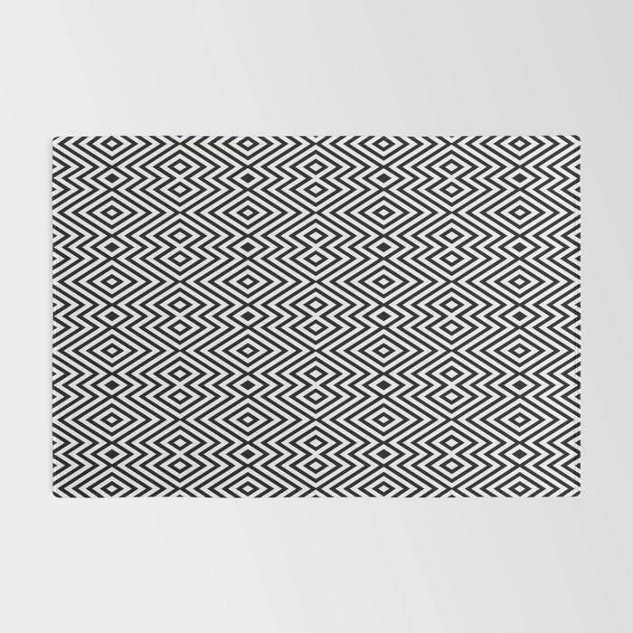 Boho Western Geometric Pattern VIII Black and White Rug Gallery Image 2